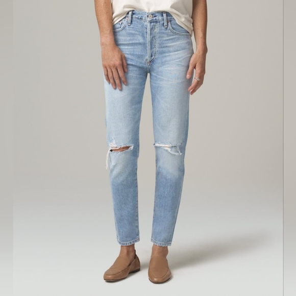 Citizens of Humanity Liya High Rise Classic Fit Ankle Crop jeans 24 in Torn - Picture 10 of 11